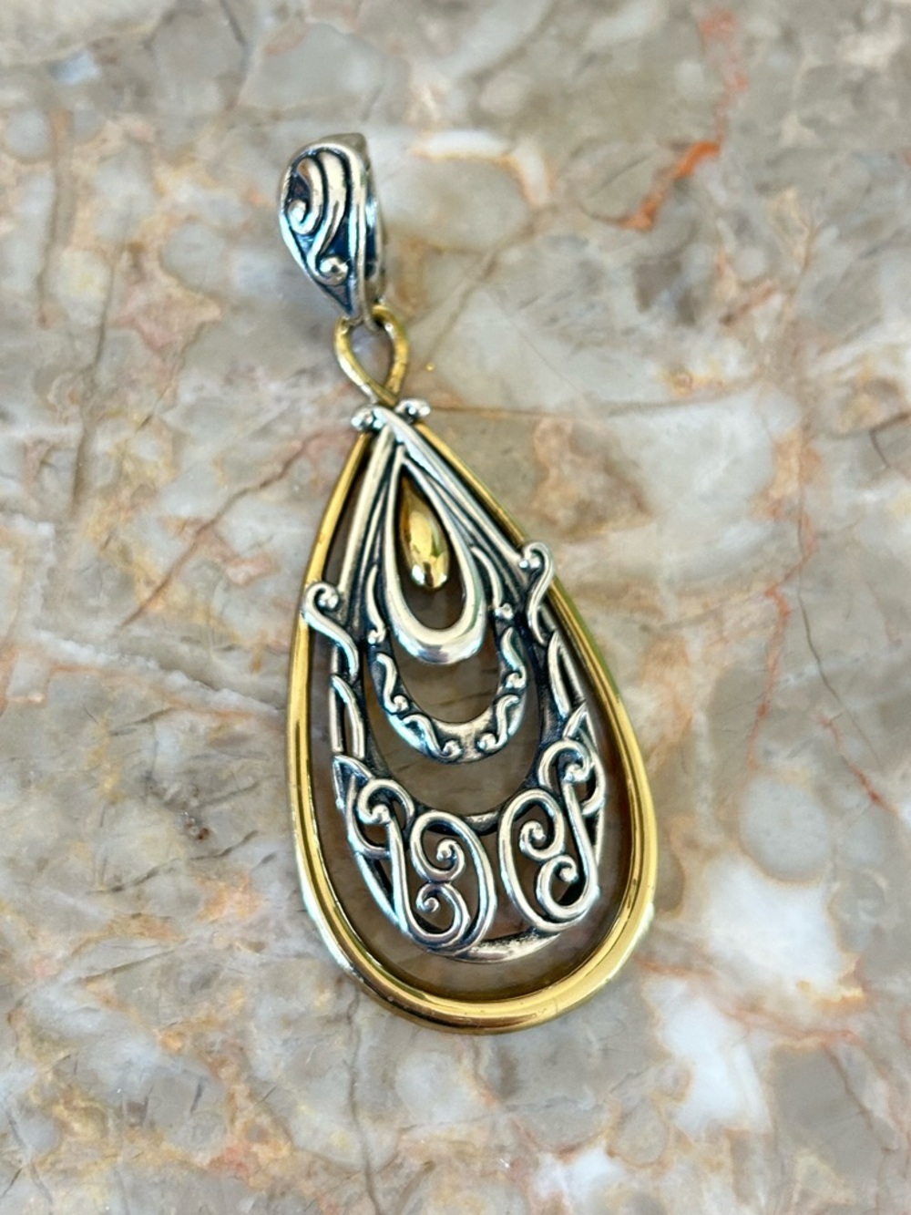 Carolyn Pollack Sterling Silver & Brass Teardrop Pendant Enhancer
